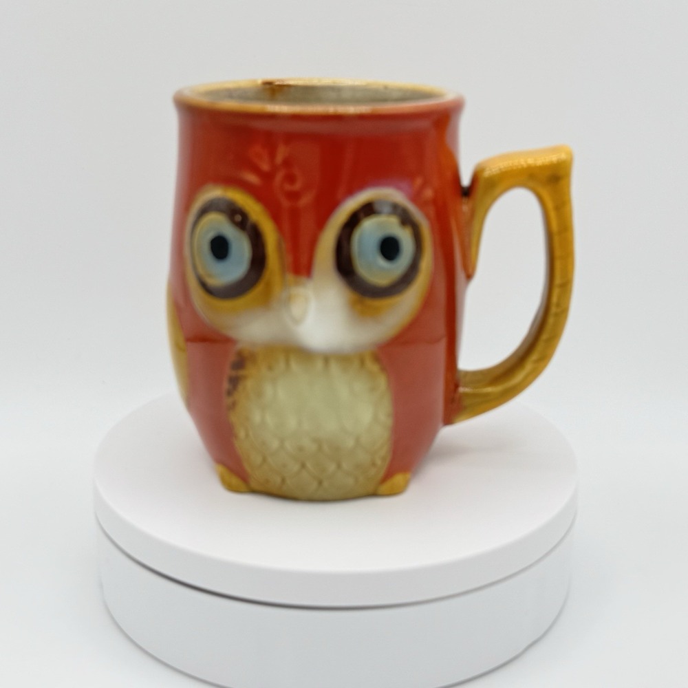 Gibson Home Owl Coffee Mug Figural Owl Ceramic Cup Rustic Woodland Kitchen 5"